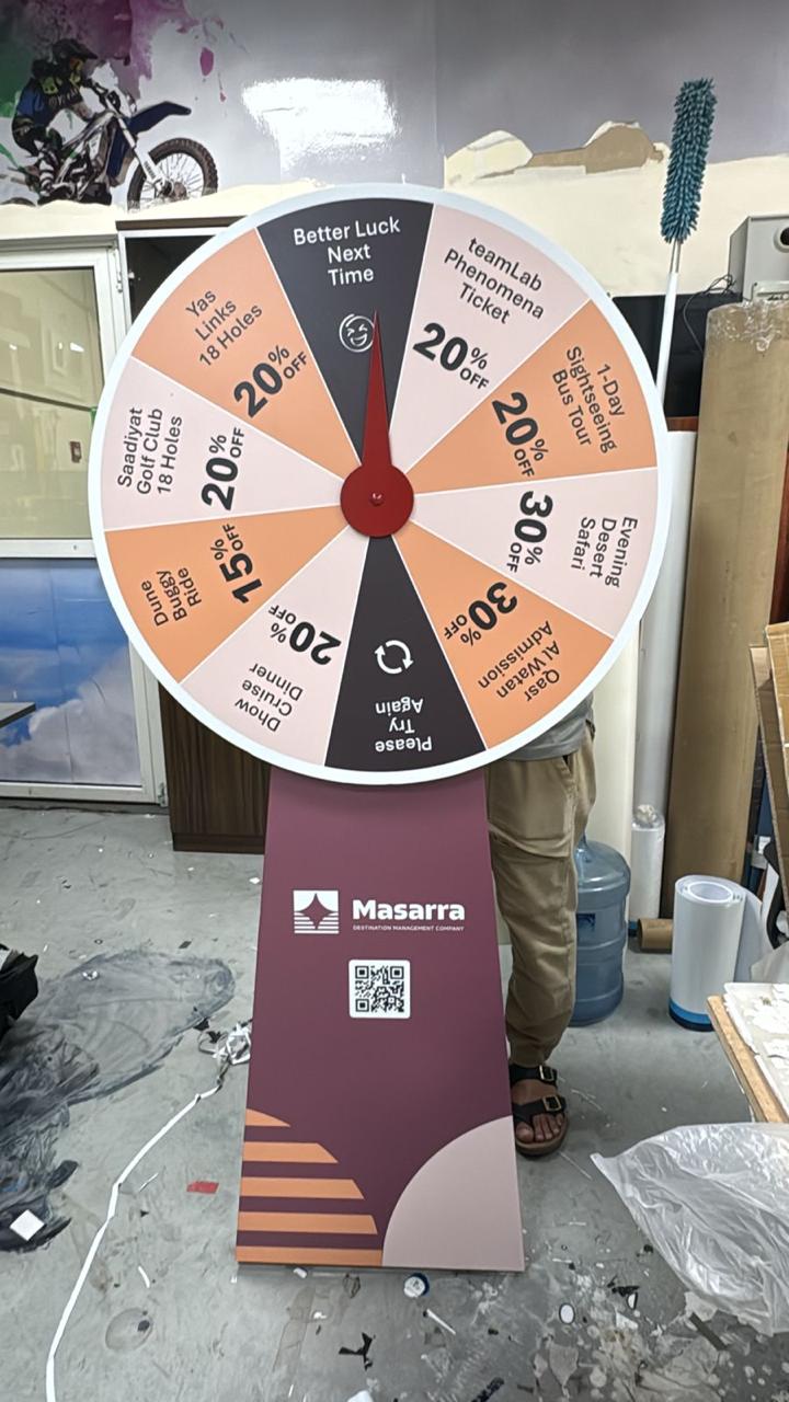 MDF standee Spinning wheel printing